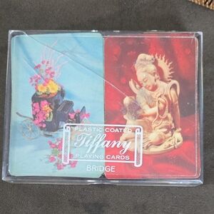 Vintage Tiffany Playing Cards Stagecoach and Praying Diety Designs